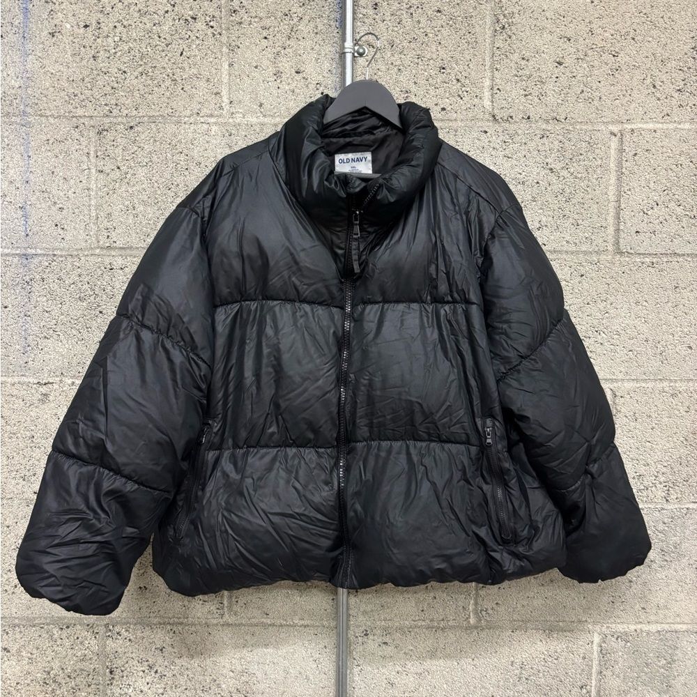 Old Navy Black Quilted Jacket Women’s Cropped Zip Up Winter Coat Plus Size XXL